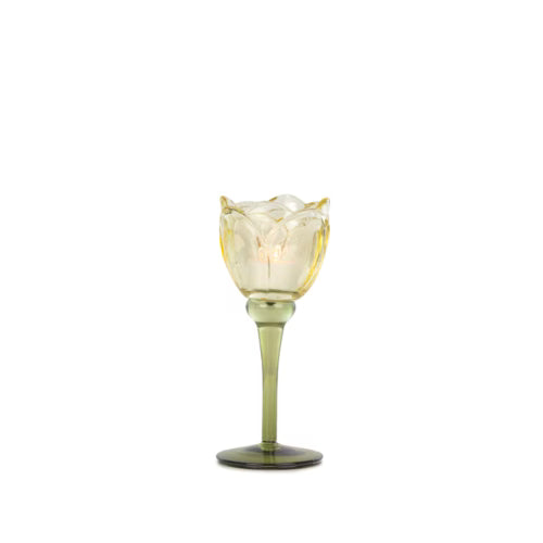Aurelia Sarı Dekoratif Cam Kadeh – 19 cm