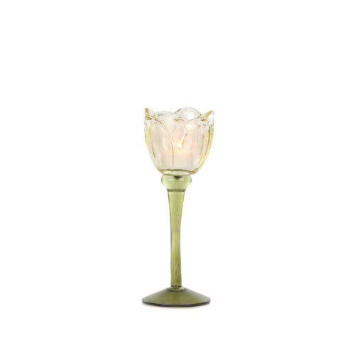 Aurelia Sarı Dekoratif Cam Kadeh – 22 cm