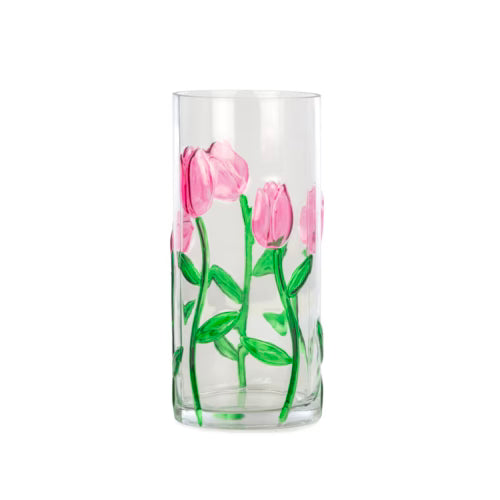 Tulipa Pembe Cam Vazo – 31 cm