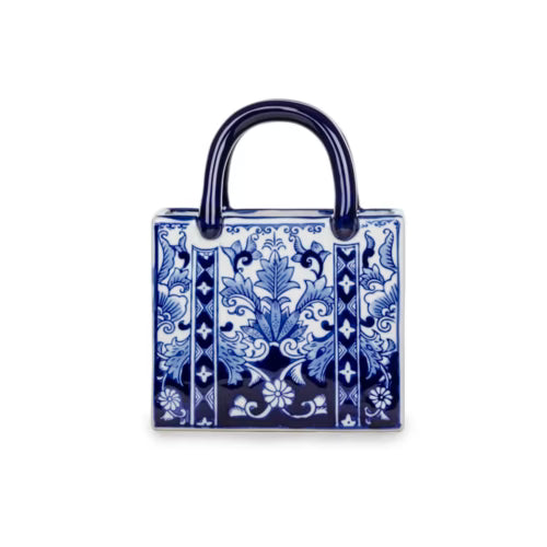 Riviera Bleu Blanc Çanta Vazo – 25 cm